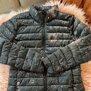 Old Navy rare Black & Copper Metallic 'Starry Night' Puffer Jacket: Size S